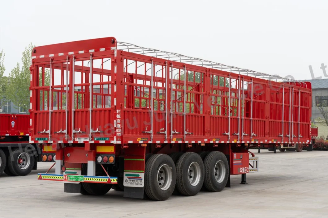 3 Axle Drop Side Wall Board Fence Stake Ships Cattle Carrier/ Livestock Truck/Tractor Heavy Duty Transport Box Utility Semi Trailer for Sale